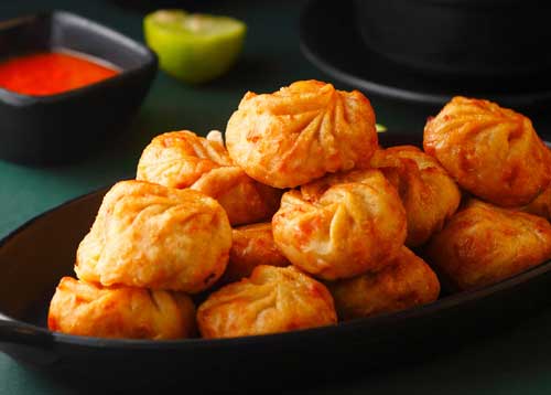 Butter Veg Fried Momos & Fries